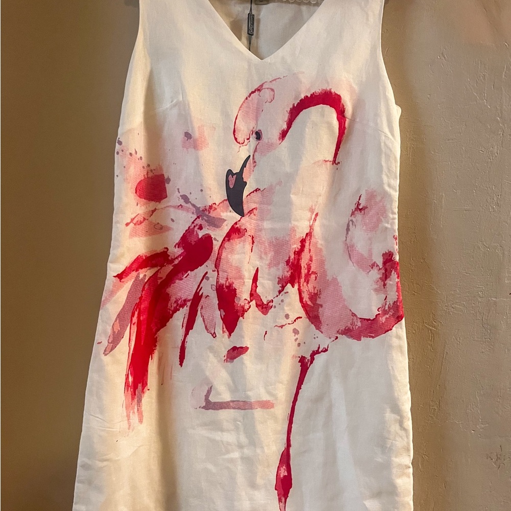 Charlie Paige White Pink Graphic Sleeveless Dress